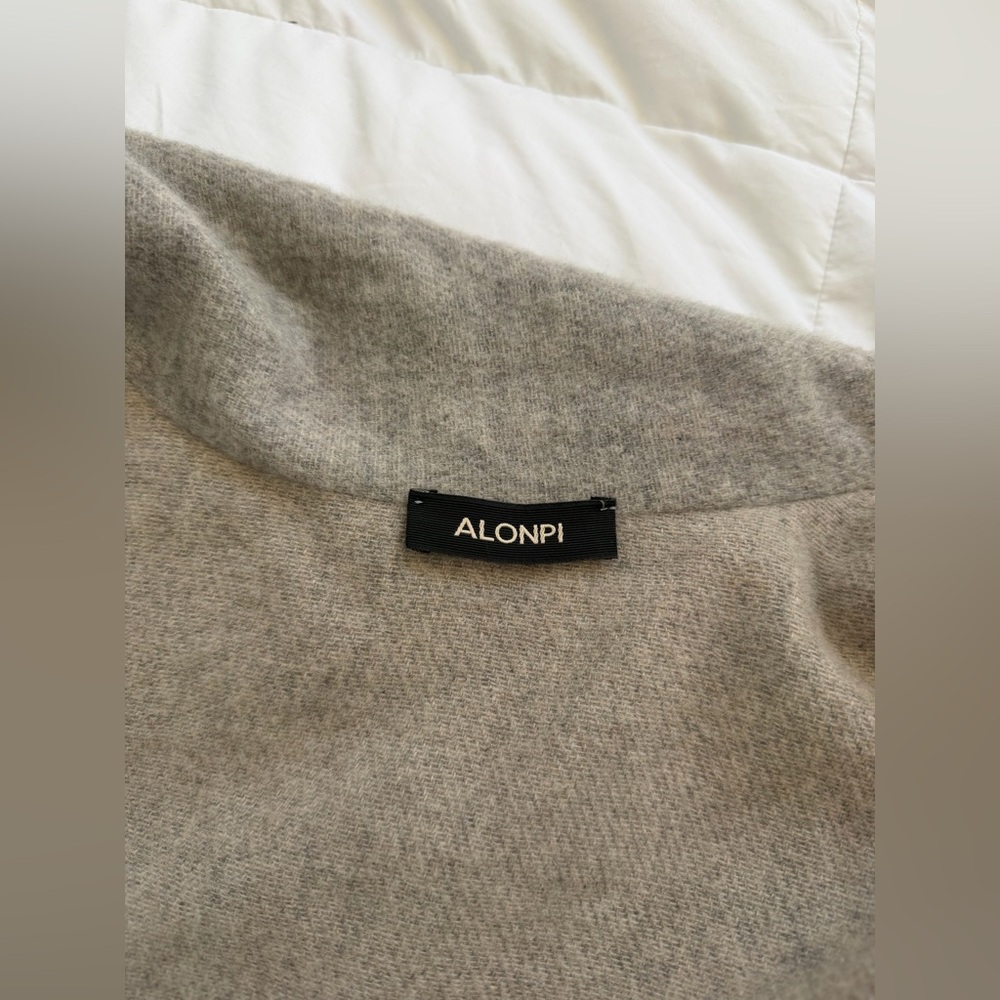Alonpi Cashmere Cardigan with Scarf Gray Beige 100% Cashmere Luxury - Picture 8 of 9